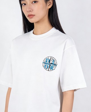 Stone Island White Compass Logo T-Shirt view 3