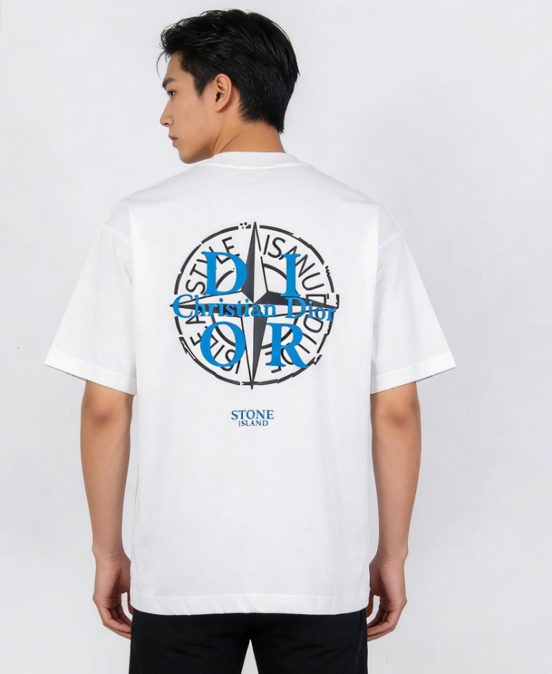 Stone Island White Compass Logo T-Shirt view