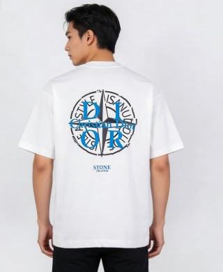 Stone Island White Compass Logo T-Shirt view 4