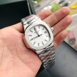 Patek Philippe Nautilus Silver Steel Watch view 2