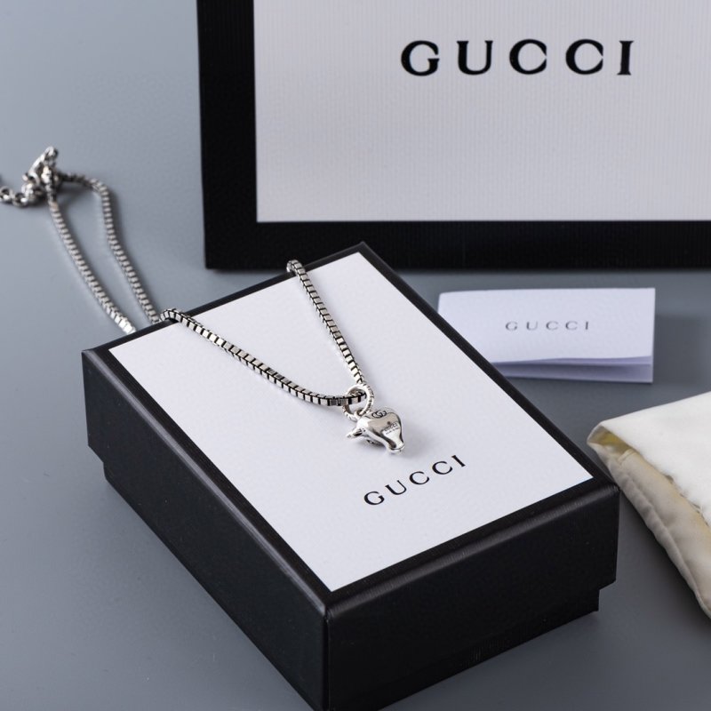 Gucci Bull Head Silver Pendant Necklace view