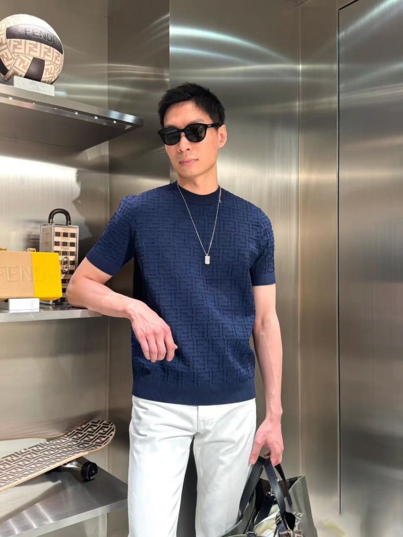 Navy Blue Knit Short Sleeve T-Shirt view