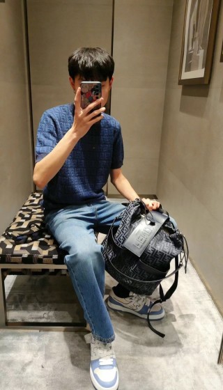 Navy Blue Knit Short Sleeve T-Shirt view 6