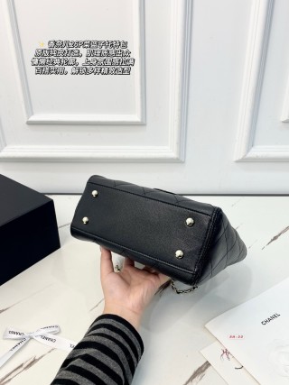 Chanel Mini Quilted Tote Bag Black Caviar Leather view 8
