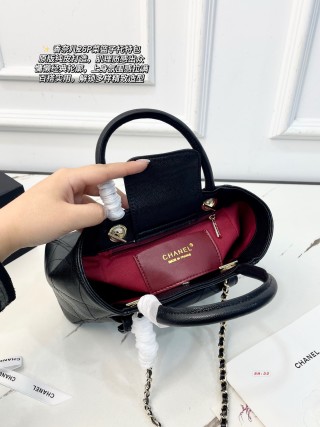 Chanel Mini Quilted Tote Bag Black Caviar Leather view 9