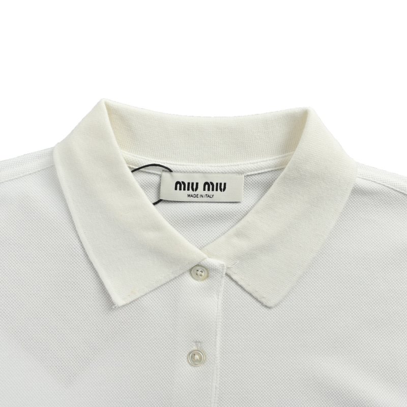 Miu Miu White Long-Sleeve Polo Shirt view