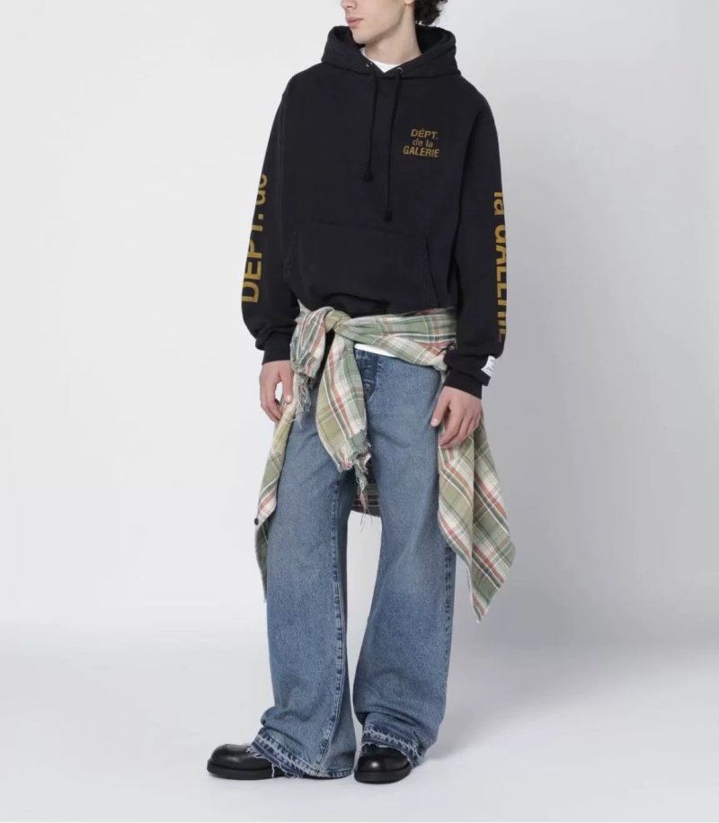 Gallery Dept Black Dept Galerie Logo Hoodie