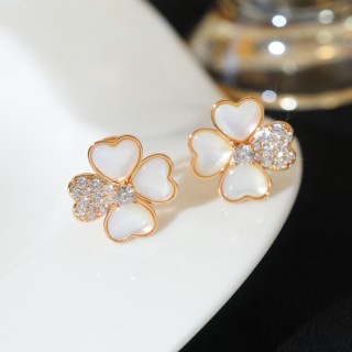 VCA Cosmos Four-Petal Mother-of-Pearl Diamond Earrings Rose Gold view 2
