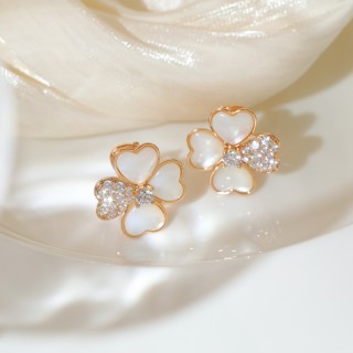 VCA Cosmos Four-Petal Mother-of-Pearl Diamond Earrings Rose Gold view 6