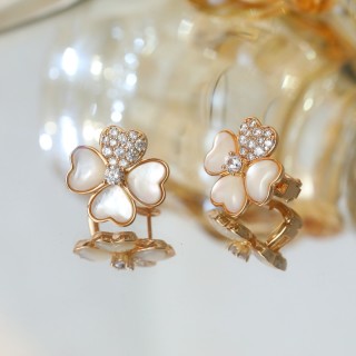 VCA Cosmos Four-Petal Mother-of-Pearl Diamond Earrings Rose Gold view 7