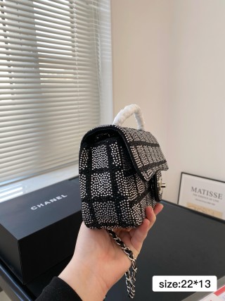 Chanel CF Quilted Rhinestone Flap Bag Black view 5