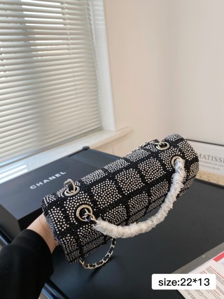 Chanel CF Quilted Rhinestone Flap Bag Black view 6