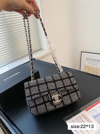 Chanel CF Quilted Rhinestone Flap Bag Black view 7