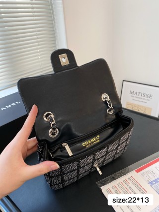 Chanel CF Quilted Rhinestone Flap Bag Black view 9