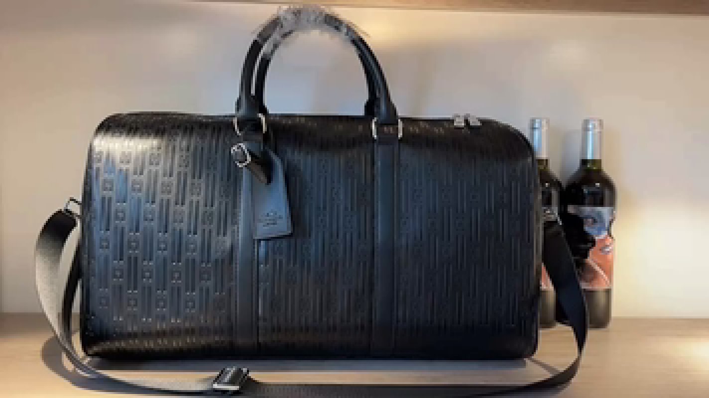Louis Vuitton Keepall Monogram Embossed Black Travel Bag