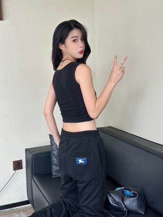 Burberry Black Jogger Pants with EKD Emblem view 4