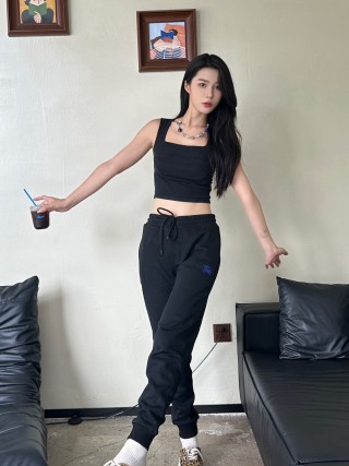 Burberry Black Jogger Pants with EKD Emblem view 5