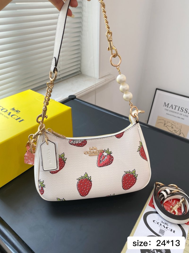 Coach Strawberry Crescent Shoulder Bag White
