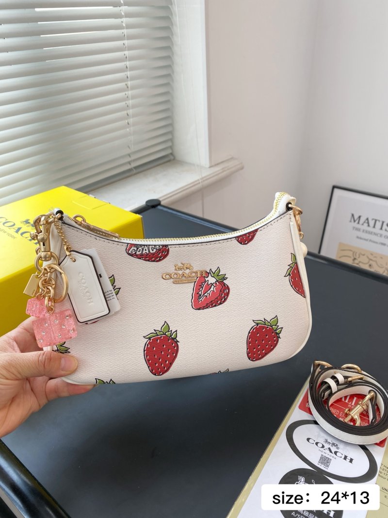 Coach Strawberry Crescent Shoulder Bag White view