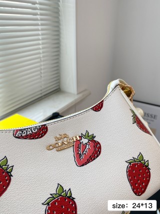 Coach Strawberry Crescent Shoulder Bag White view 4