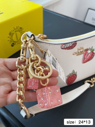 Coach Strawberry Crescent Shoulder Bag White view 5