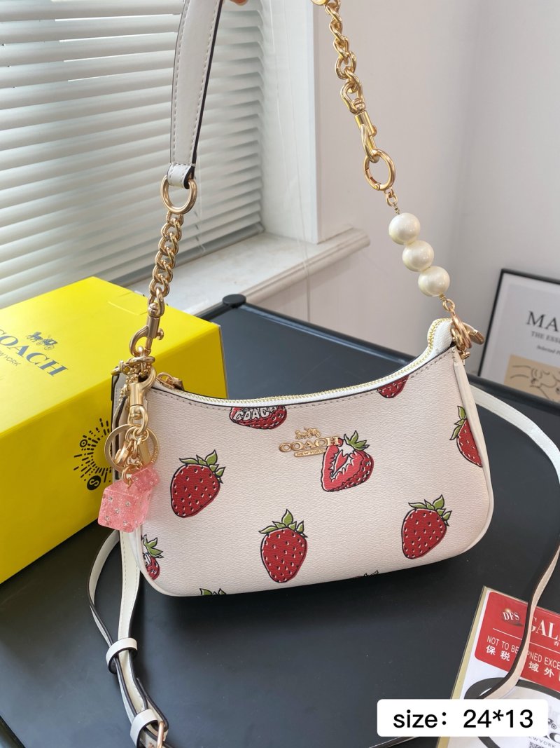 Coach Strawberry Crescent Shoulder Bag White view