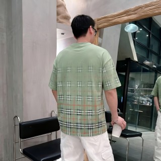 Burberry Check Short-Sleeve T-Shirt Sage Green view 3