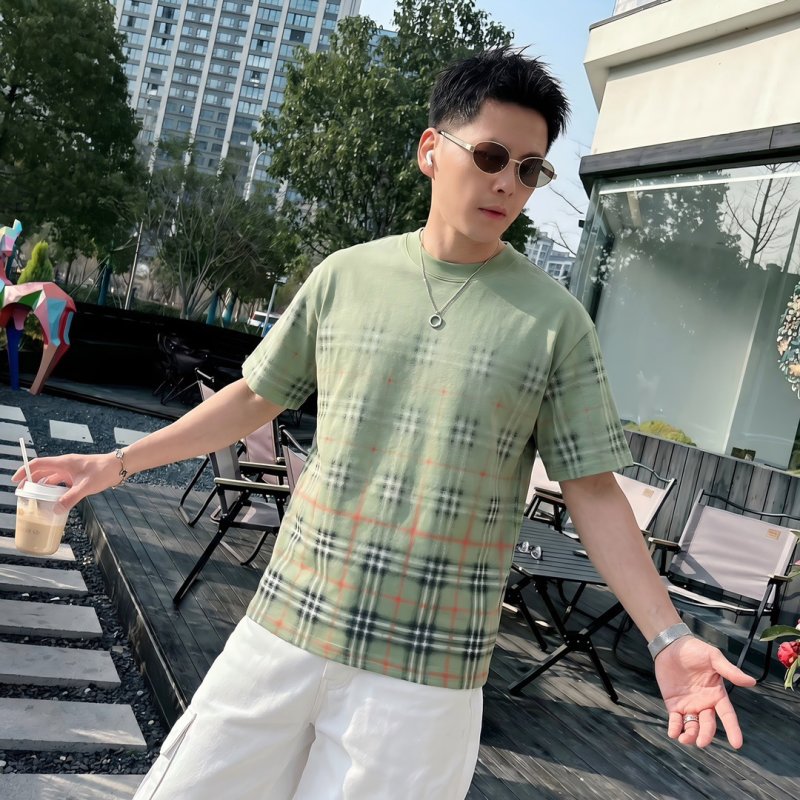 Burberry Check Short-Sleeve T-Shirt Sage Green view