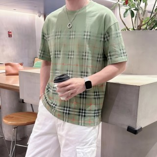 Burberry Check Short-Sleeve T-Shirt Sage Green view 6