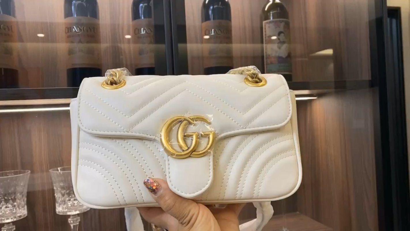 Gucci GG Marmont Quilted White Shoulder Bag