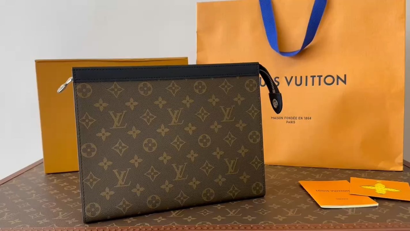 Louis Vuitton Monogram Canvas Clutch Bag Brown