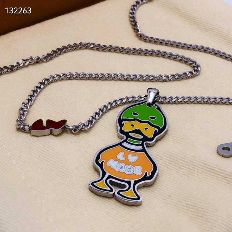 Louis Vuitton Duck Pendant Necklace - Green/Orange view