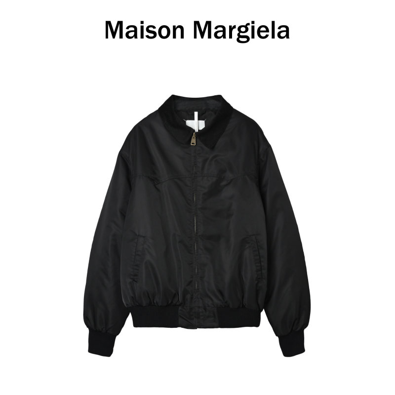 Black Puffer Bomber Jacket with Ribbed Cuffs view