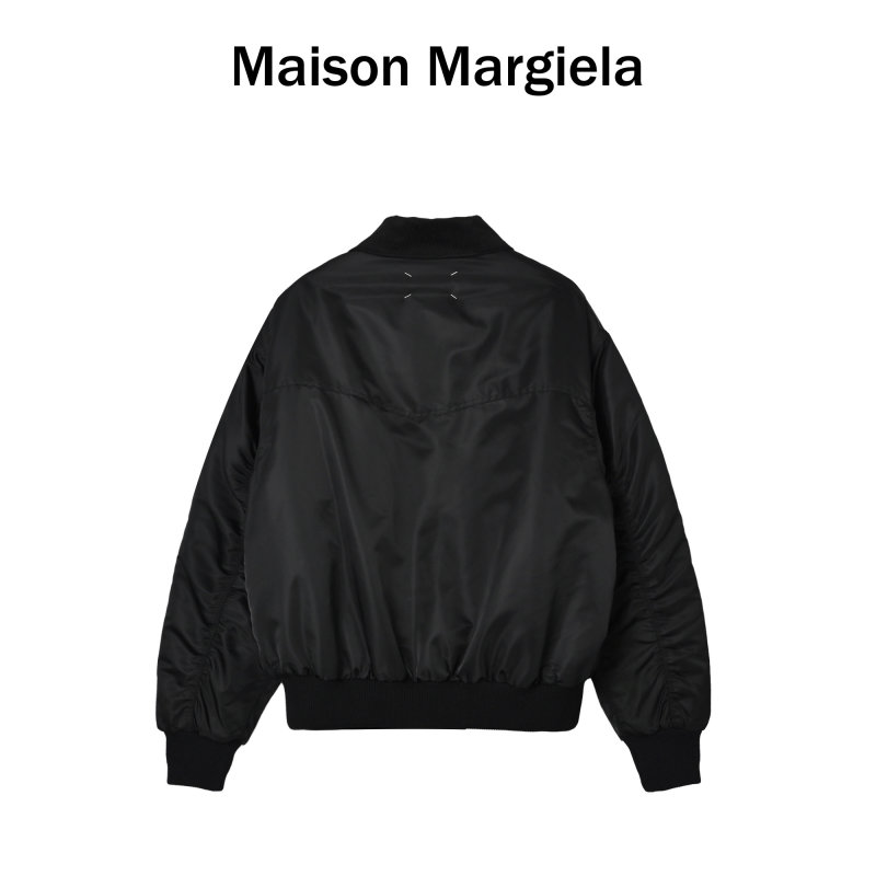 Black Puffer Bomber Jacket with Ribbed Cuffs view