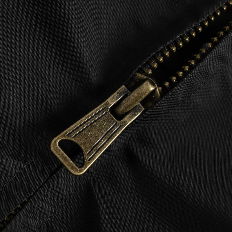 Black Puffer Bomber Jacket with Ribbed Cuffs view