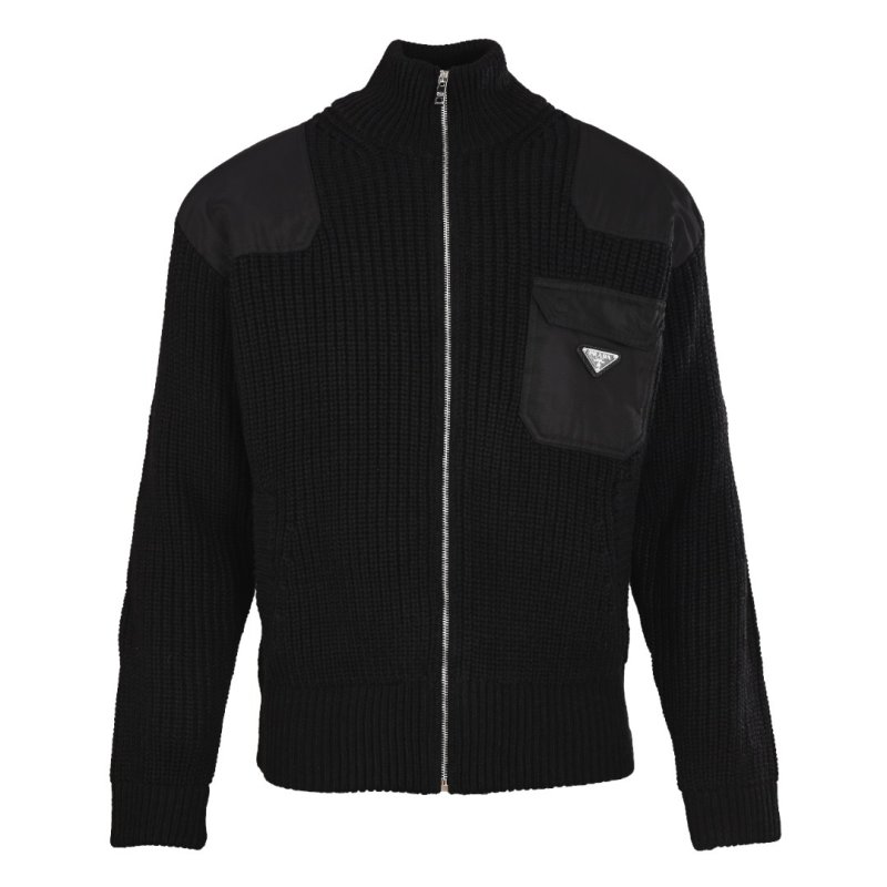Prada Black Hybrid Knit Zip Jacket view