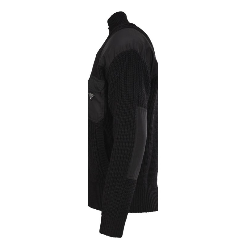 Prada Black Hybrid Knit Zip Jacket view