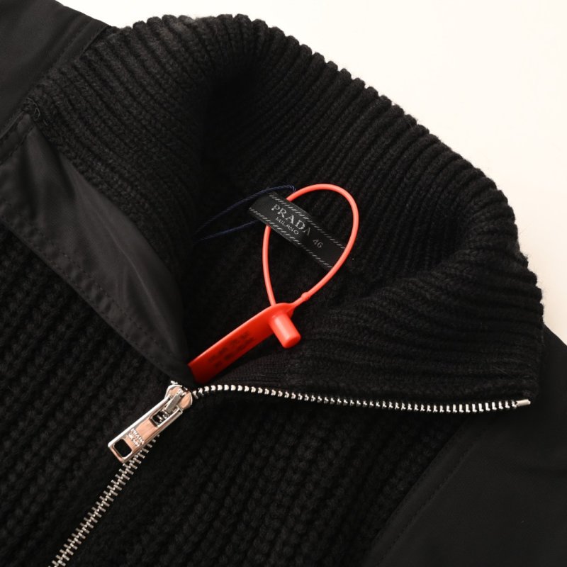Prada Black Hybrid Knit Zip Jacket view
