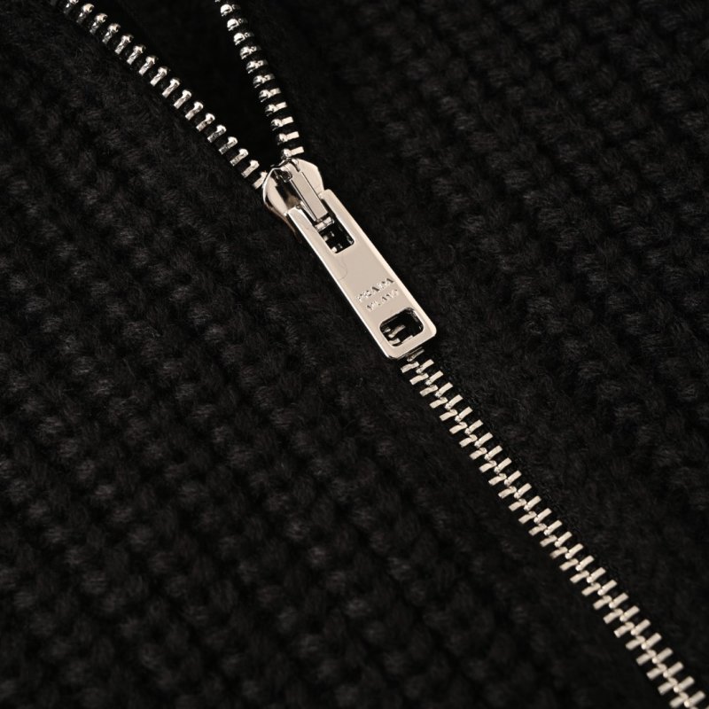 Prada Black Hybrid Knit Zip Jacket view