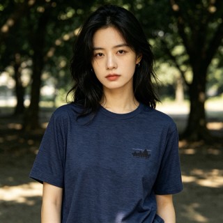 Navy Heather Crewneck Short Sleeve T-Shirt