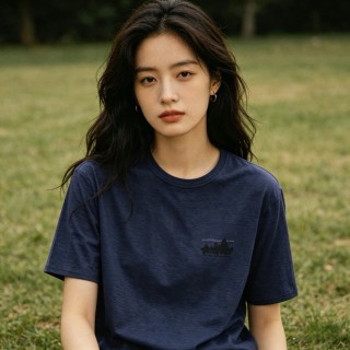 Navy Heather Crewneck Short Sleeve T-Shirt view 2