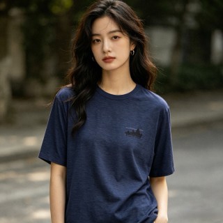 Navy Heather Crewneck Short Sleeve T-Shirt view 3