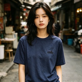 Navy Heather Crewneck Short Sleeve T-Shirt view 4