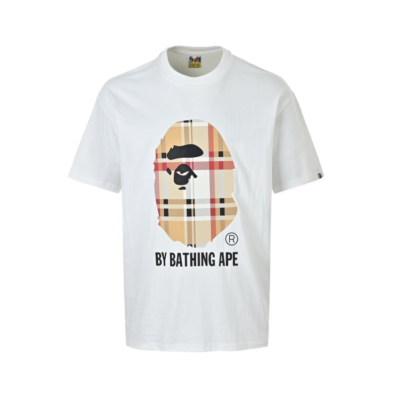 Cream Graphic Print Short Sleeve T-Shirt with Plaid Pocket Detail view