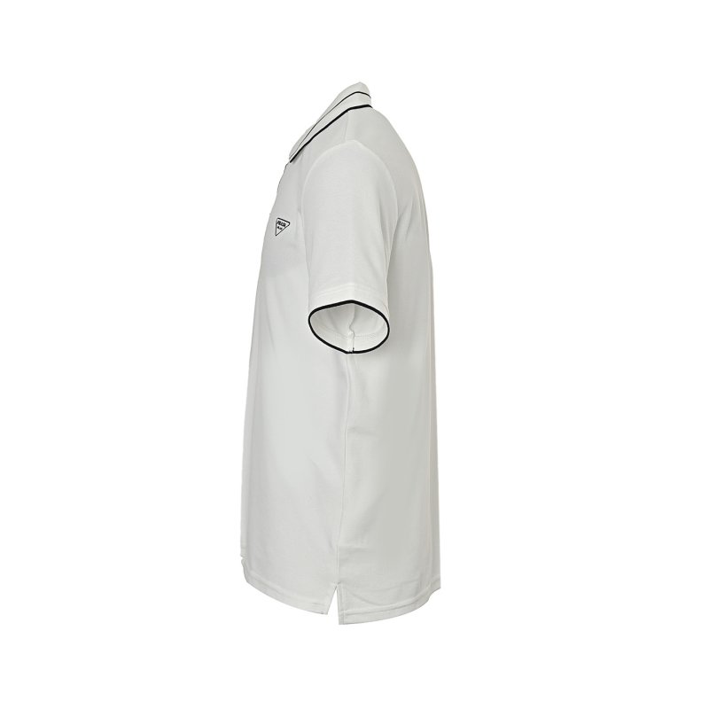 Prada White Short-Sleeve Polo Shirt with Striped Collar view