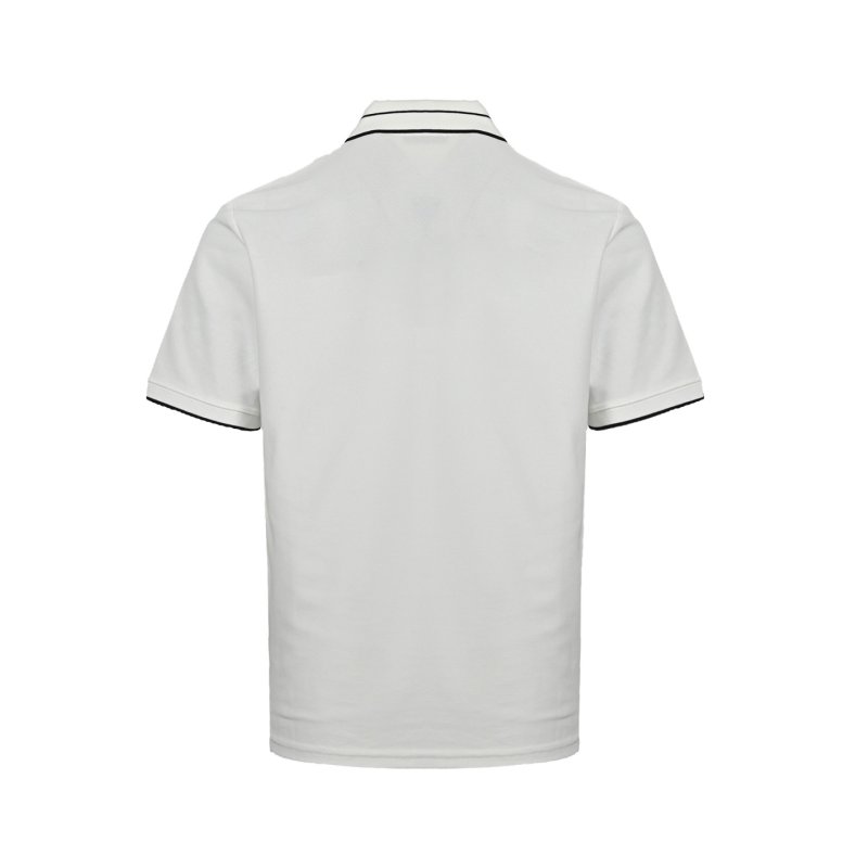 Prada White Short-Sleeve Polo Shirt with Striped Collar view