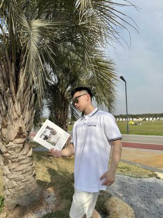 White Polo Shirt with Contrast Trim view 3