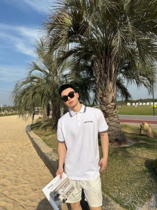White Polo Shirt with Contrast Trim view 4