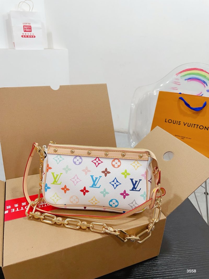 Louis Vuitton Monogram Multicolor Shoulder Bag White view