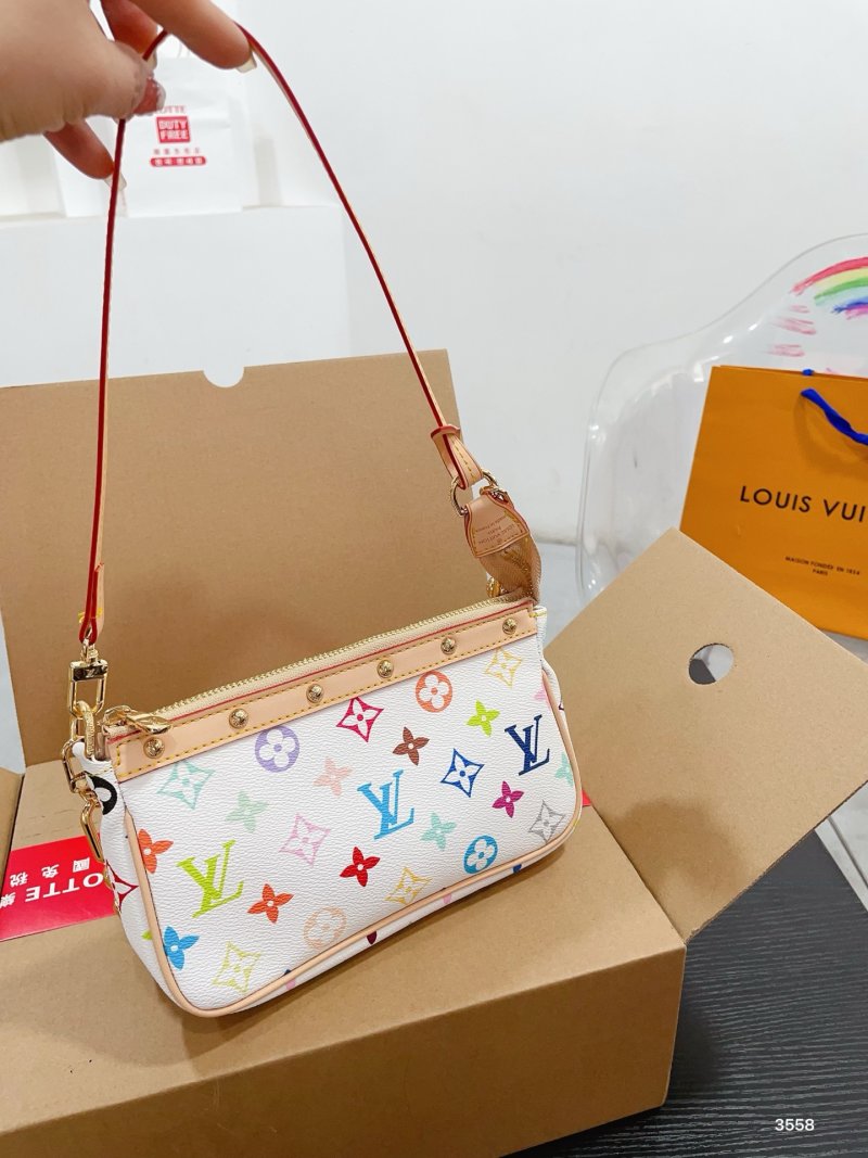 Louis Vuitton Monogram Multicolor Shoulder Bag White view